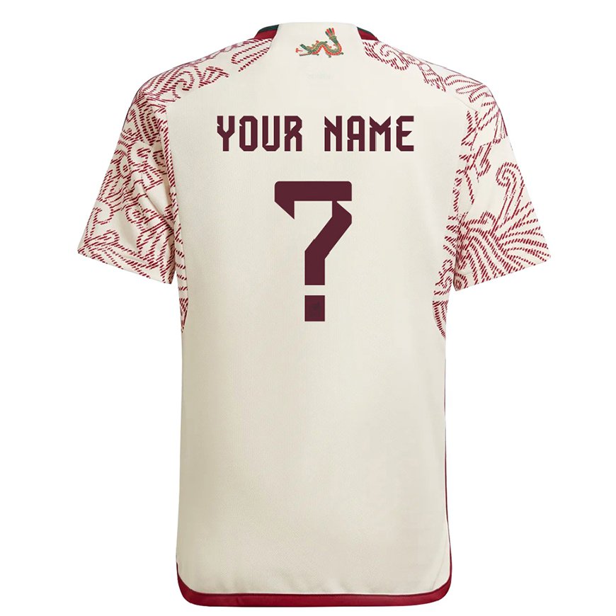 Kandiny Homme Maillot Mexique Votre Nom #0 Merveille Blanc Rouge Tenues Extérieur 22-24 T-shirt