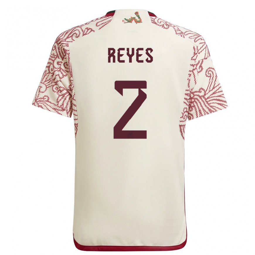 Kandiny Homme Maillot Mexique Luis Reyes #2 Merveille Blanc Rouge Tenues Extérieur 22-24 T-shirt
