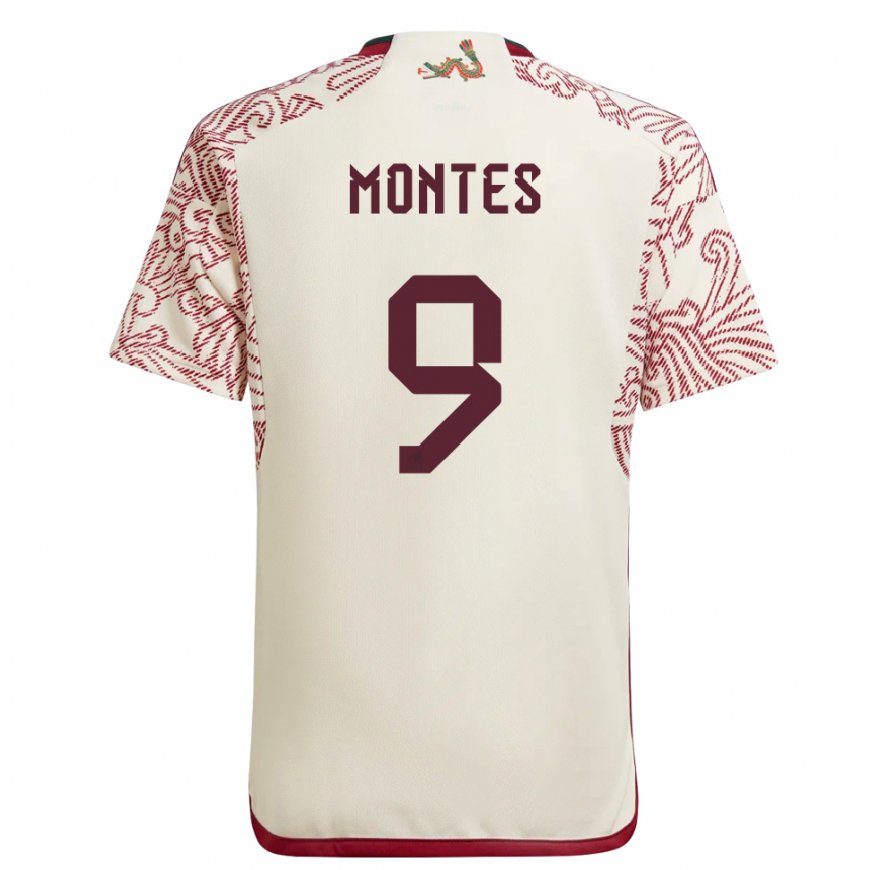 Kandiny Homme Maillot Mexique Cesar Montes #9 Merveille Blanc Rouge Tenues Extérieur 22-24 T-shirt
