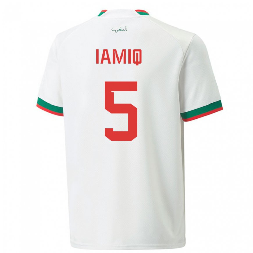 Kandiny Homme Maillot Maroc Jawad Iamiq #5 Blanc Tenues Extérieur 22-24 T-shirt