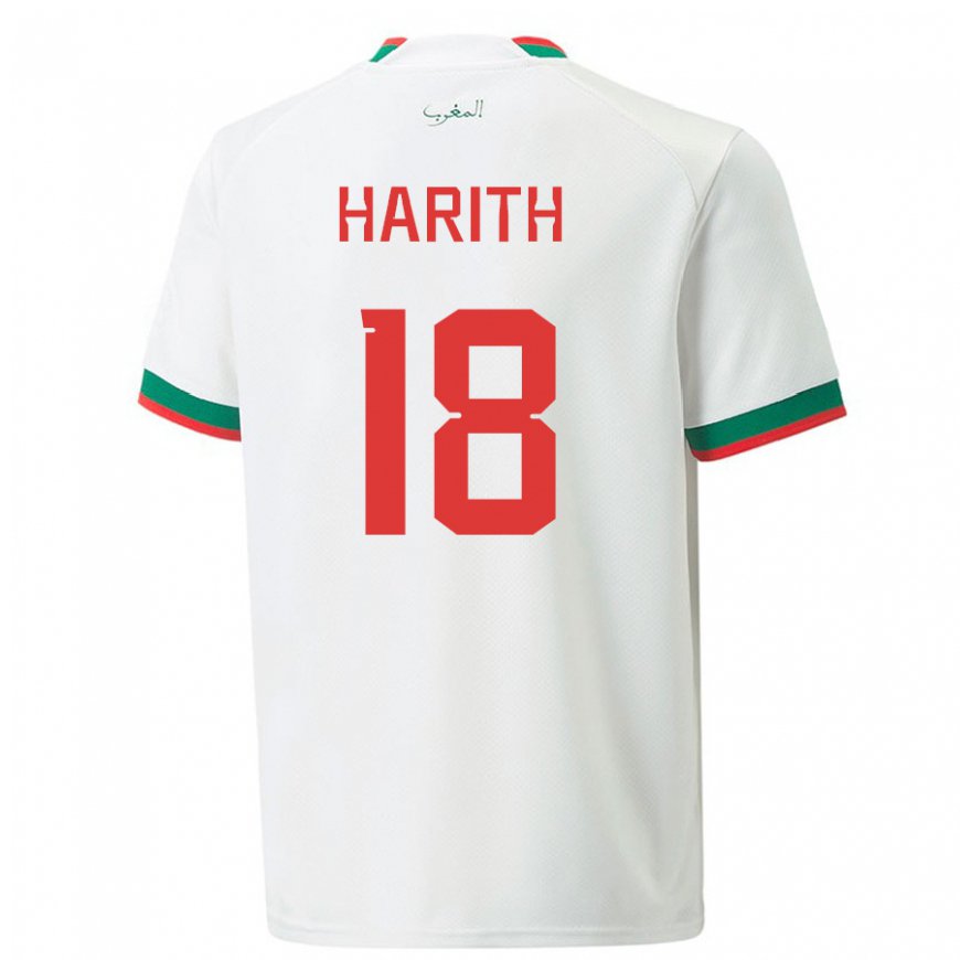 Kandiny Homme Maillot Maroc Amine Harith #18 Blanc Tenues Extérieur 22-24 T-shirt