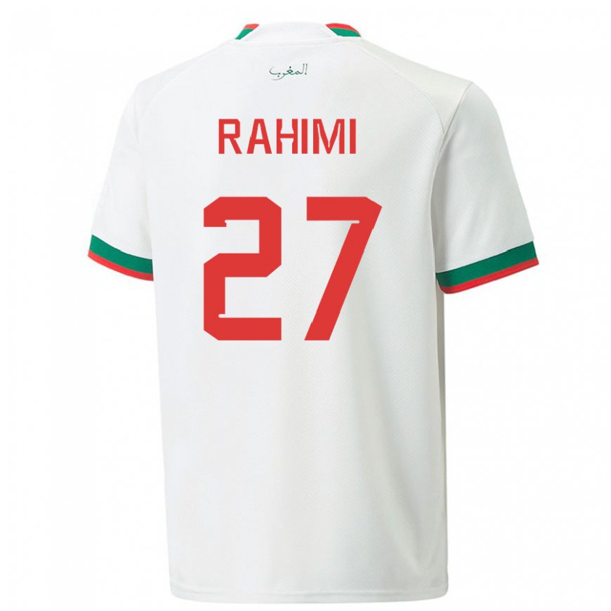 Kandiny Homme Maillot Maroc Soufiane Rahimi #27 Blanc Tenues Extérieur 22-24 T-shirt
