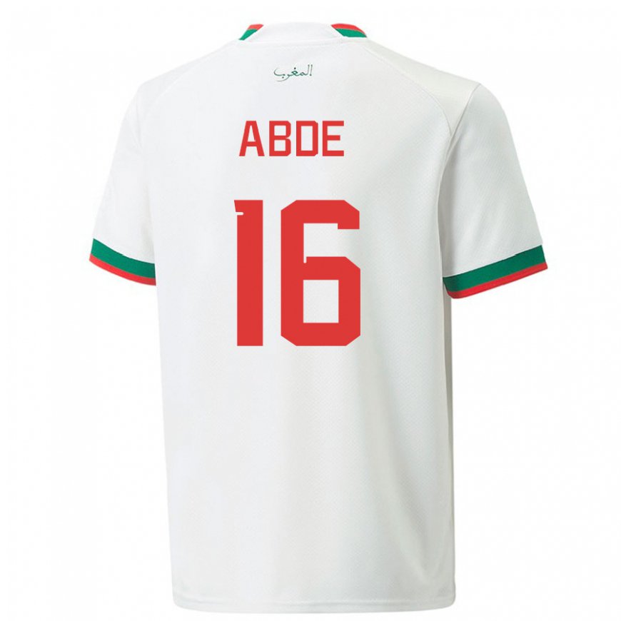 Kandiny Homme Maillot Maroc Ez Abde #16 Blanc Tenues Extérieur 22-24 T-shirt