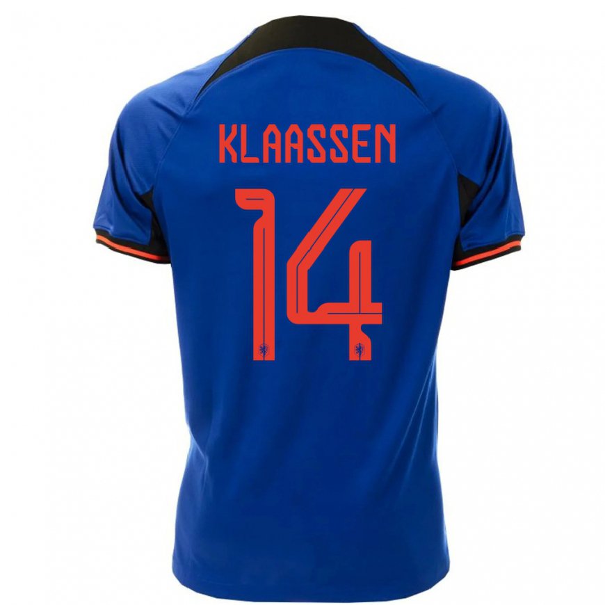 Kandiny Homme Maillot Pays-bas Davy Klaassen #14 Bleu Royal Tenues Extérieur 22-24 T-shirt