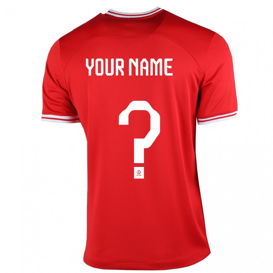 Kandiny Homme Maillot Pologne Votre Nom #0 Rouge Tenues Extérieur 22-24 T-shirt