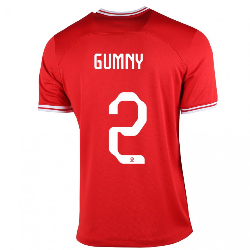 Kandiny Homme Maillot Pologne Robert Gumny #2 Rouge Tenues Extérieur 22-24 T-shirt