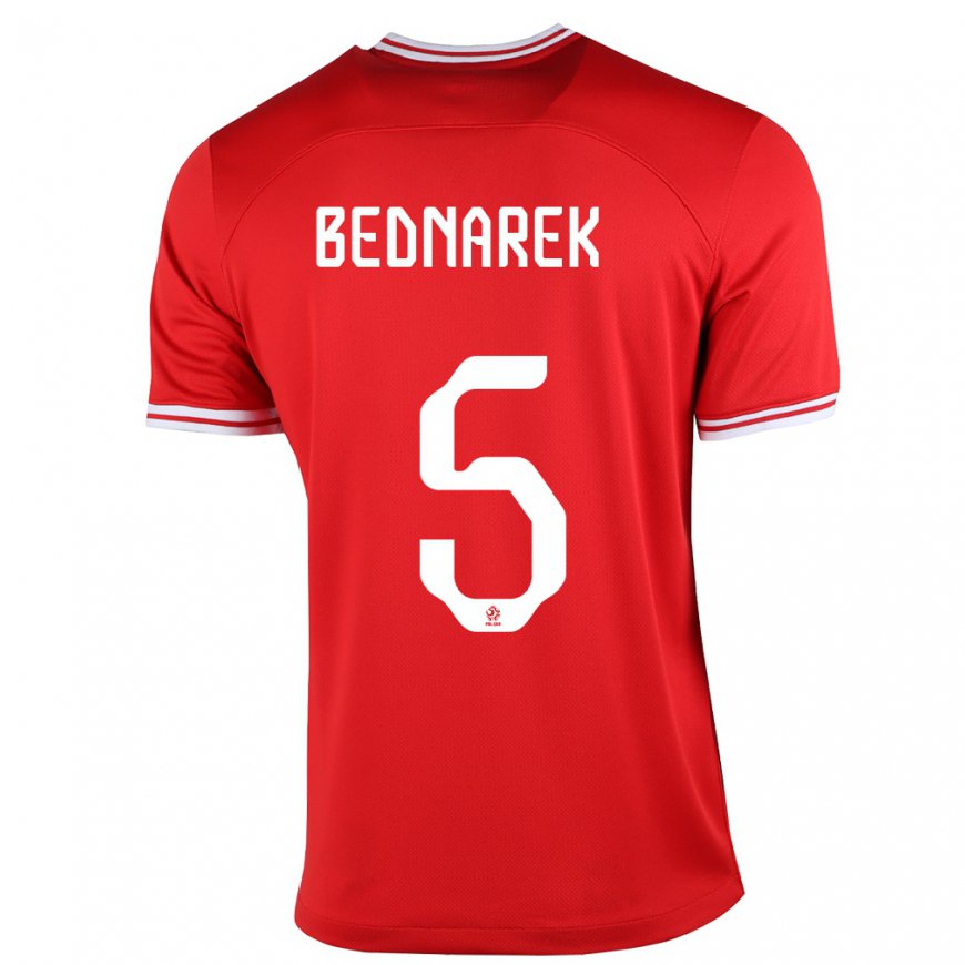 Kandiny Homme Maillot Pologne Jan Bednarek #5 Rouge Tenues Extérieur 22-24 T-shirt