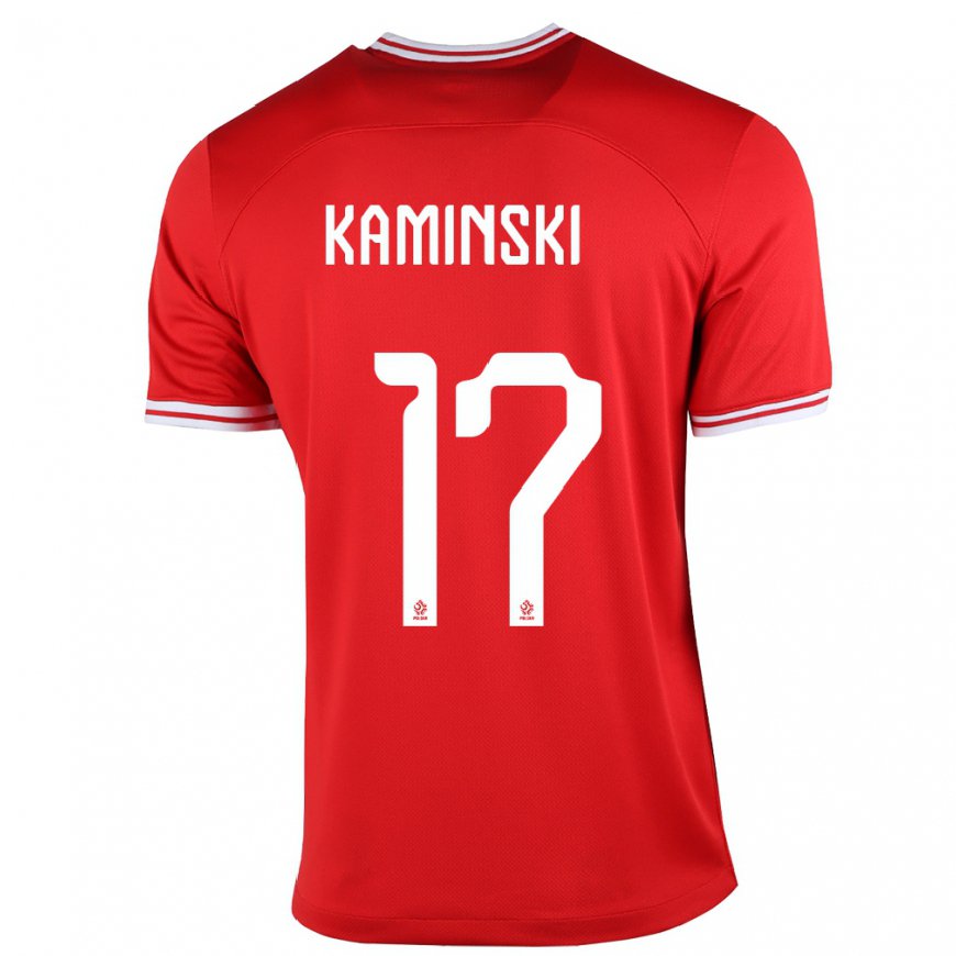 Kandiny Homme Maillot Pologne Jakub Kaminski #17 Rouge Tenues Extérieur 22-24 T-shirt