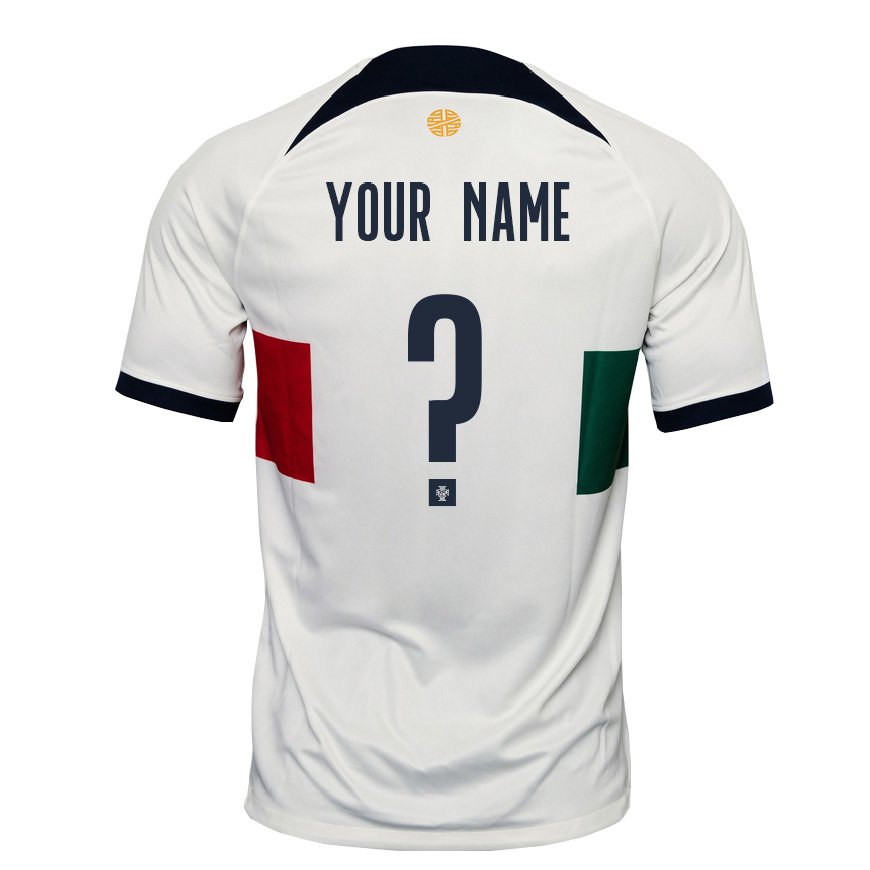 Kandiny Homme Maillot Portugal Votre Nom #0 Blanc Tenues Extérieur 22-24 T-shirt