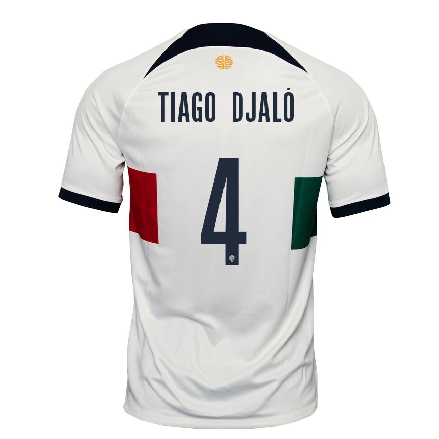 Kandiny Homme Maillot Portugal Tiago Djalo #4 Blanc Tenues Extérieur 22-24 T-shirt