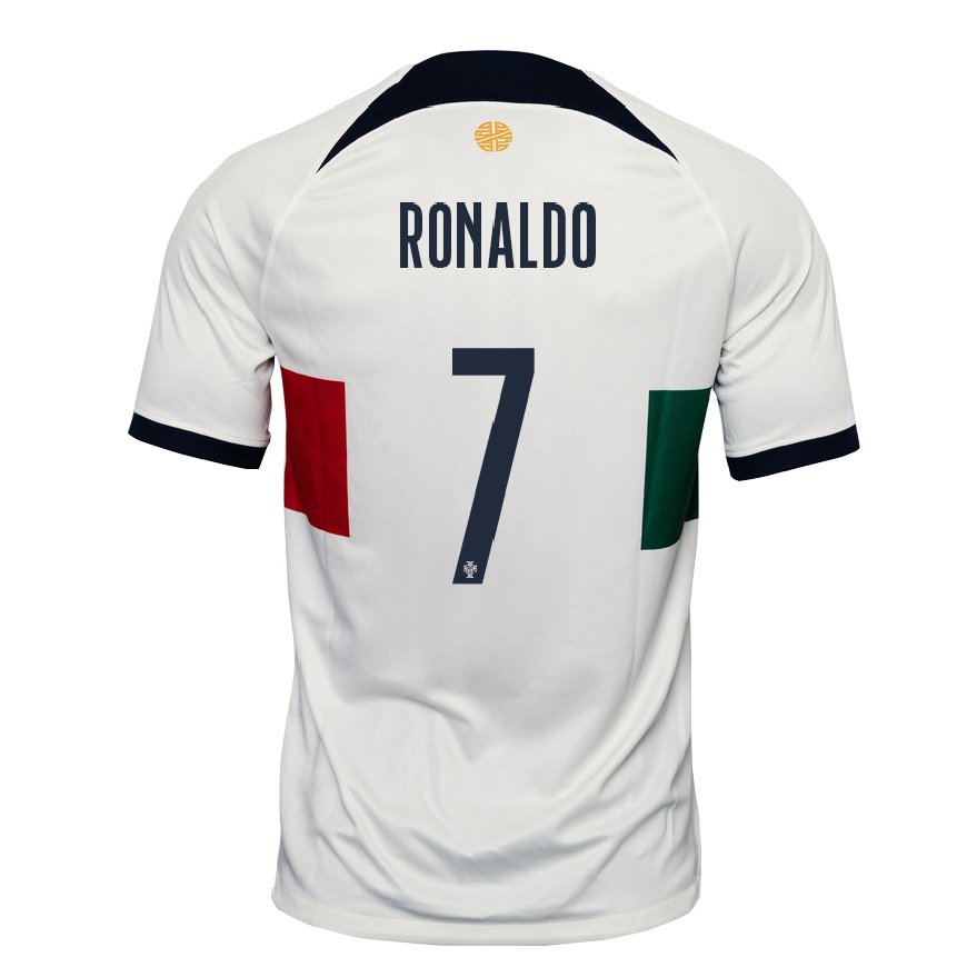 Kandiny Homme Maillot Portugal Cristiano Ronaldo #7 Blanc Tenues Extérieur 22-24 T-shirt