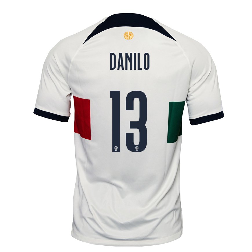 Kandiny Homme Maillot Portugal Danilo Pereira #13 Blanc Tenues Extérieur 22-24 T-shirt