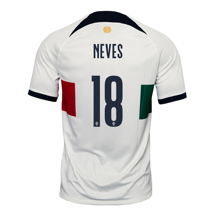 Kandiny Homme Maillot Portugal Ruben Neves #18 Blanc Tenues Extérieur 22-24 T-shirt