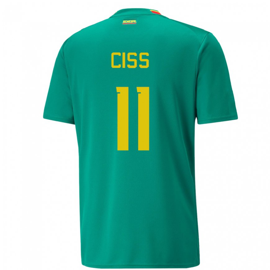 Kandiny Homme Maillot Sénégal Pathe Ciss #11 Verte Tenues Extérieur 22-24 T-shirt