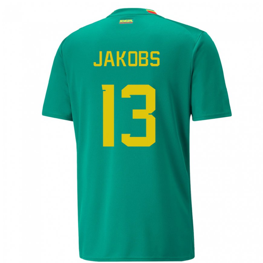 Kandiny Homme Maillot Sénégal Ismail Jakobs #13 Verte Tenues Extérieur 22-24 T-shirt