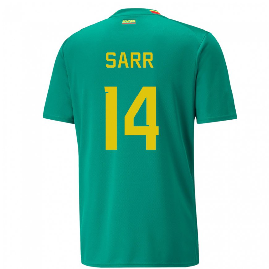 Kandiny Homme Maillot Sénégal Pape Sarr #14 Verte Tenues Extérieur 22-24 T-shirt