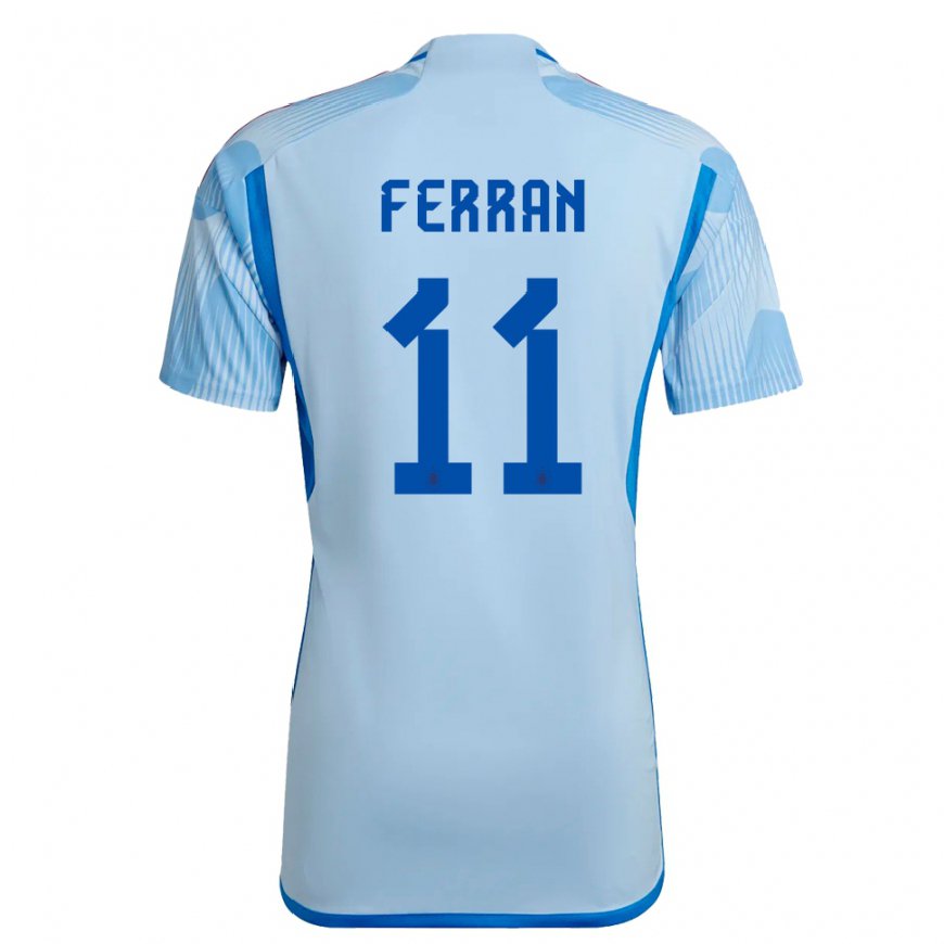 Kandiny Homme Maillot Espagne Ferran Torres #11 Bleu Ciel Tenues Extérieur 22-24 T-shirt