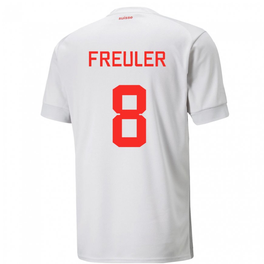 Kandiny Homme Maillot Suisse Remo Freuler #8 Blanc Tenues Extérieur 22-24 T-shirt