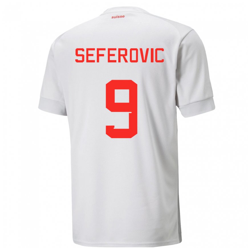 Kandiny Homme Maillot Suisse Haris Seferovic #9 Blanc Tenues Extérieur 22-24 T-shirt