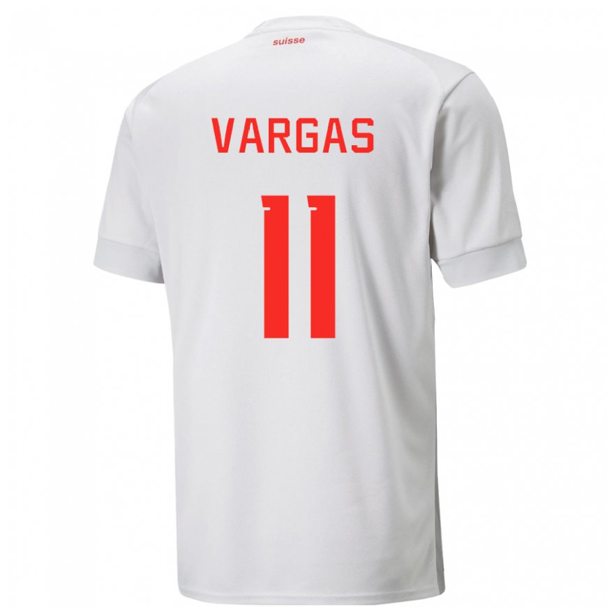 Kandiny Homme Maillot Suisse Ruben Vargas #11 Blanc Tenues Extérieur 22-24 T-shirt