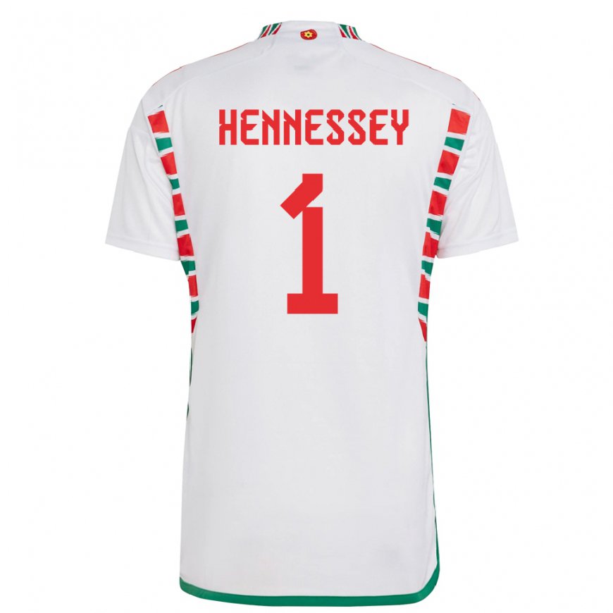 Kandiny Homme Maillot Pays De Galles Wayne Hennessey #1 Blanc Tenues Extérieur 22-24 T-shirt