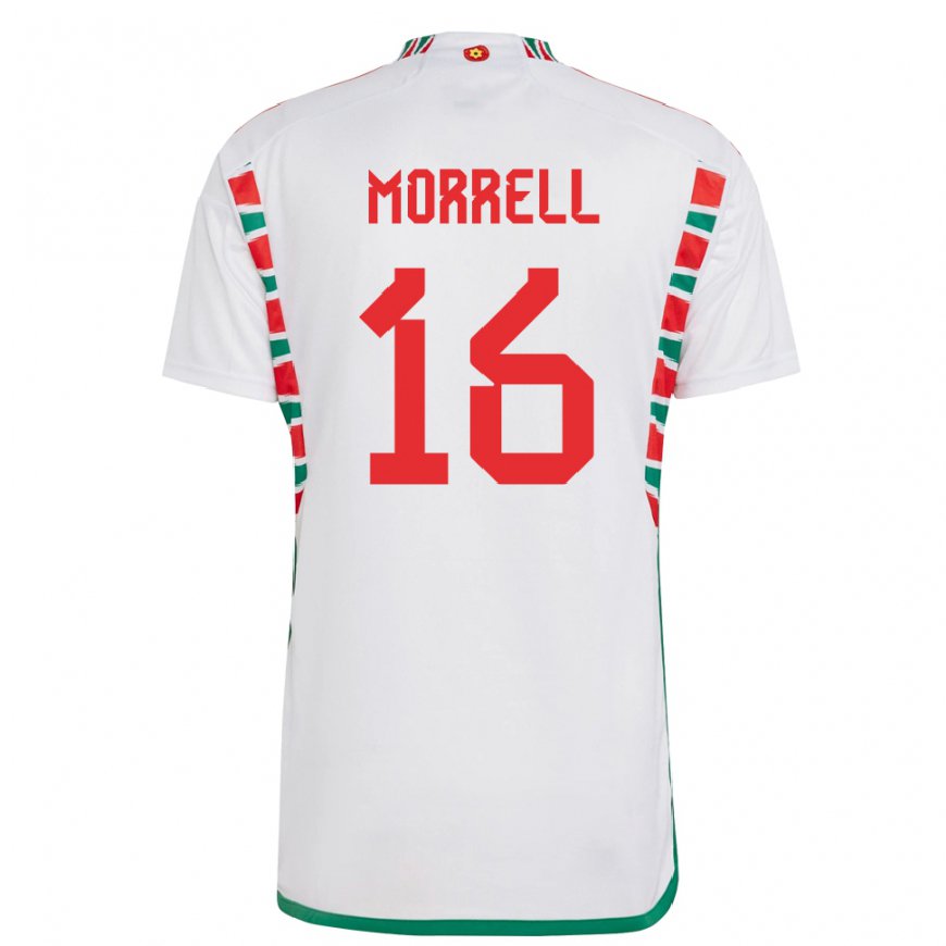 Kandiny Homme Maillot Pays De Galles Joe Morrell #16 Blanc Tenues Extérieur 22-24 T-shirt