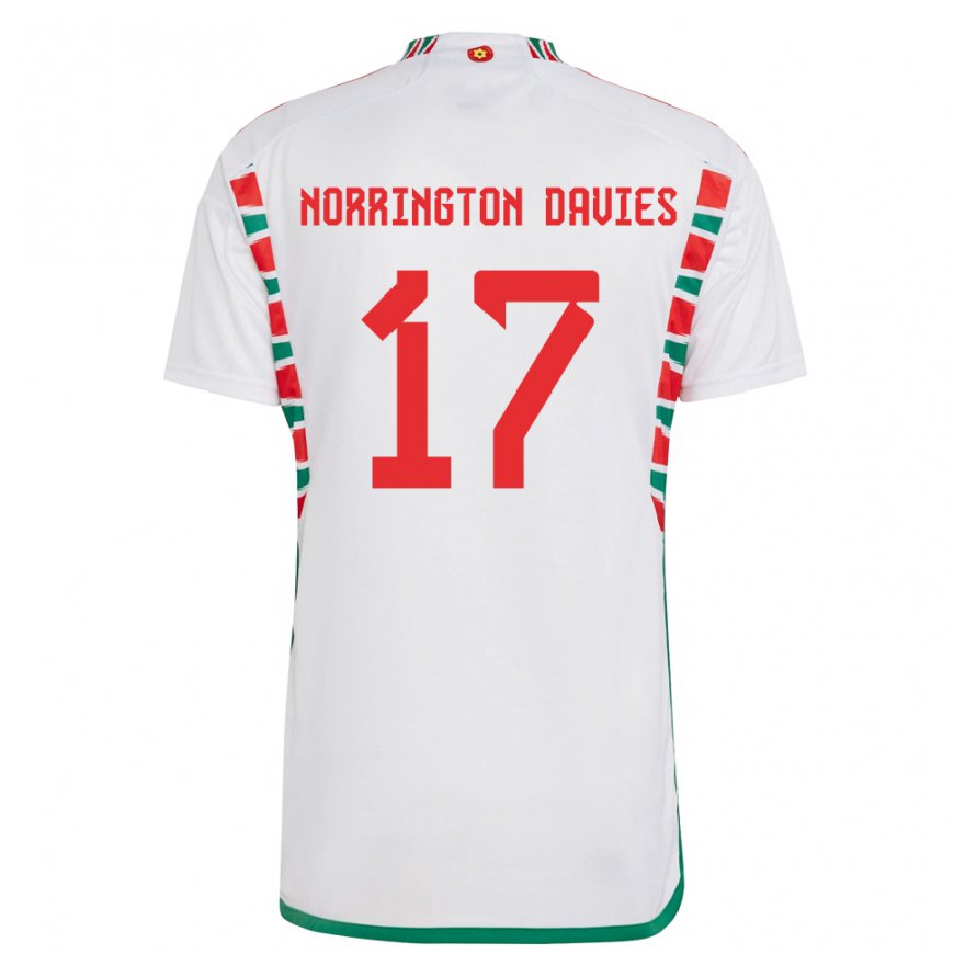 Kandiny Homme Maillot Pays De Galles Rhys Norrington Davies #17 Blanc Tenues Extérieur 22-24 T-shirt