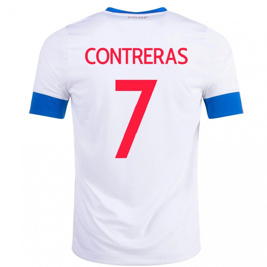 Kandiny Homme Maillot Costa Rica Anthony Contreras #7 Blanc Tenues Extérieur 22-24 T-shirt