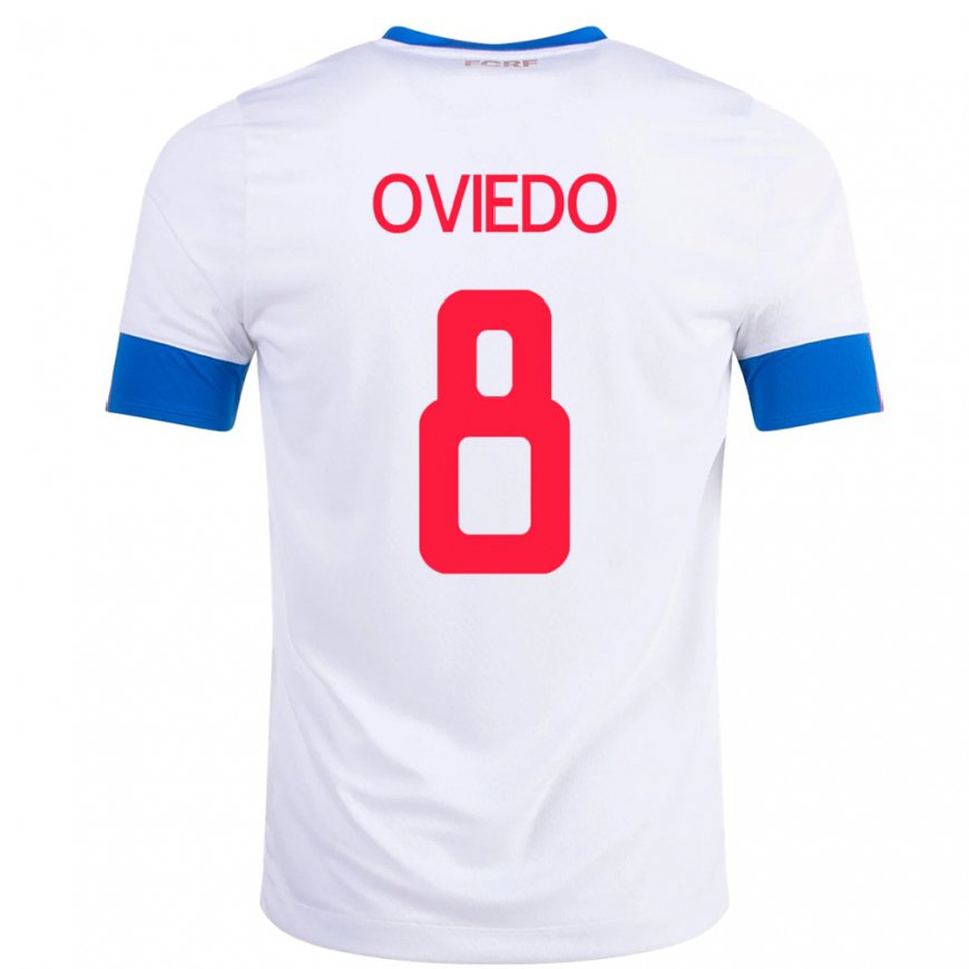 Kandiny Homme Maillot Costa Rica Bryan Oviedo #8 Blanc Tenues Extérieur 22-24 T-shirt
