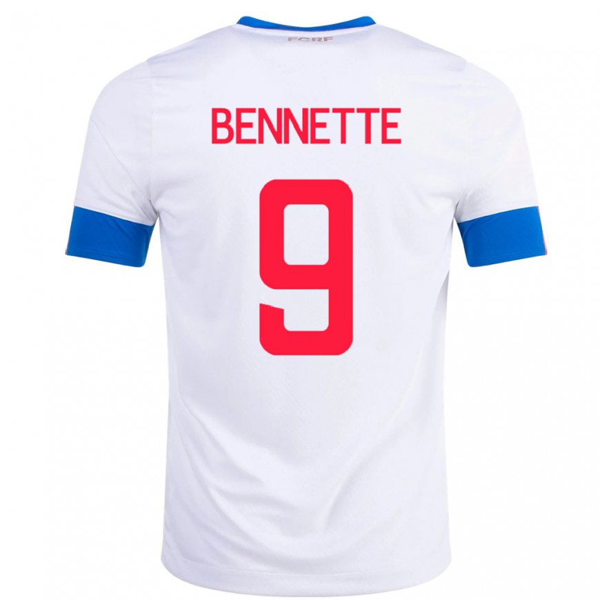 Kandiny Homme Maillot Costa Rica Jewison Bennette #9 Blanc Tenues Extérieur 22-24 T-shirt