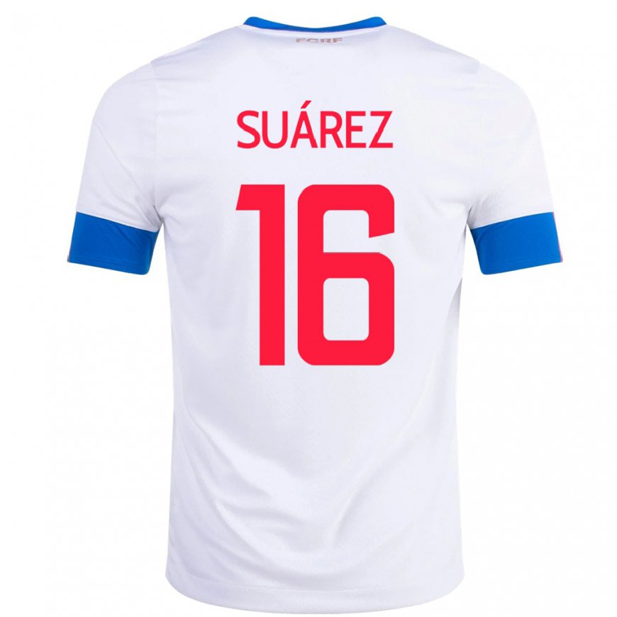 Kandiny Homme Maillot Costa Rica Aaron Suarez #16 Blanc Tenues Extérieur 22-24 T-shirt