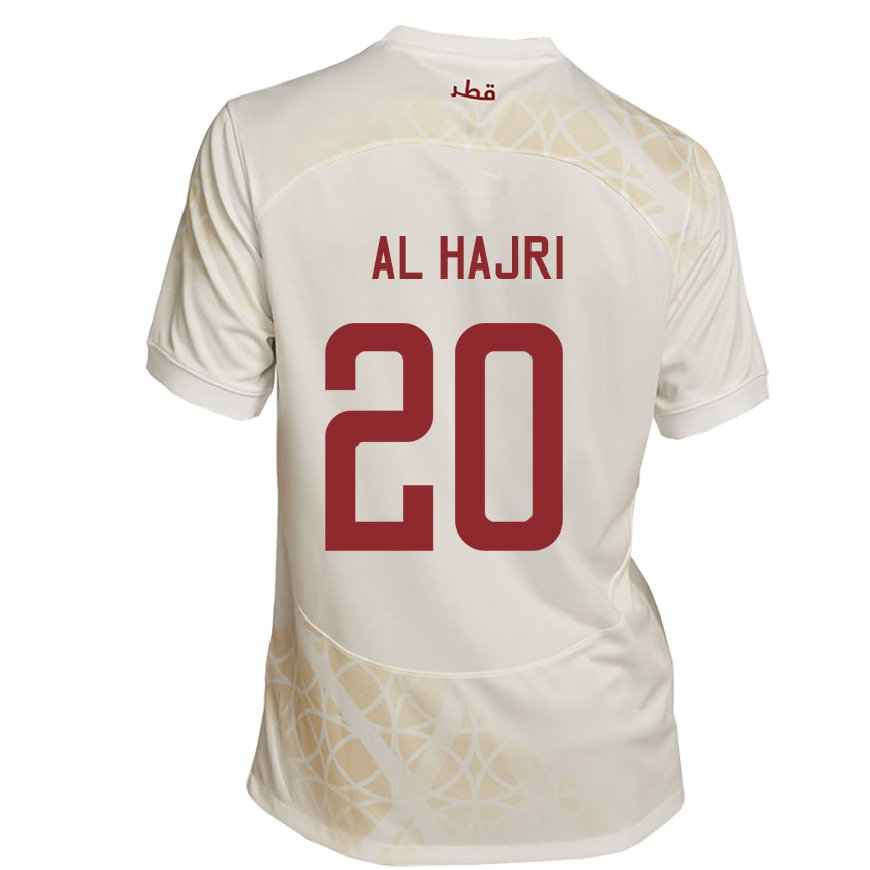 Kandiny Homme Maillot Qatar Salem Al Hajri #20 Beige Doré Tenues Extérieur 22-24 T-shirt