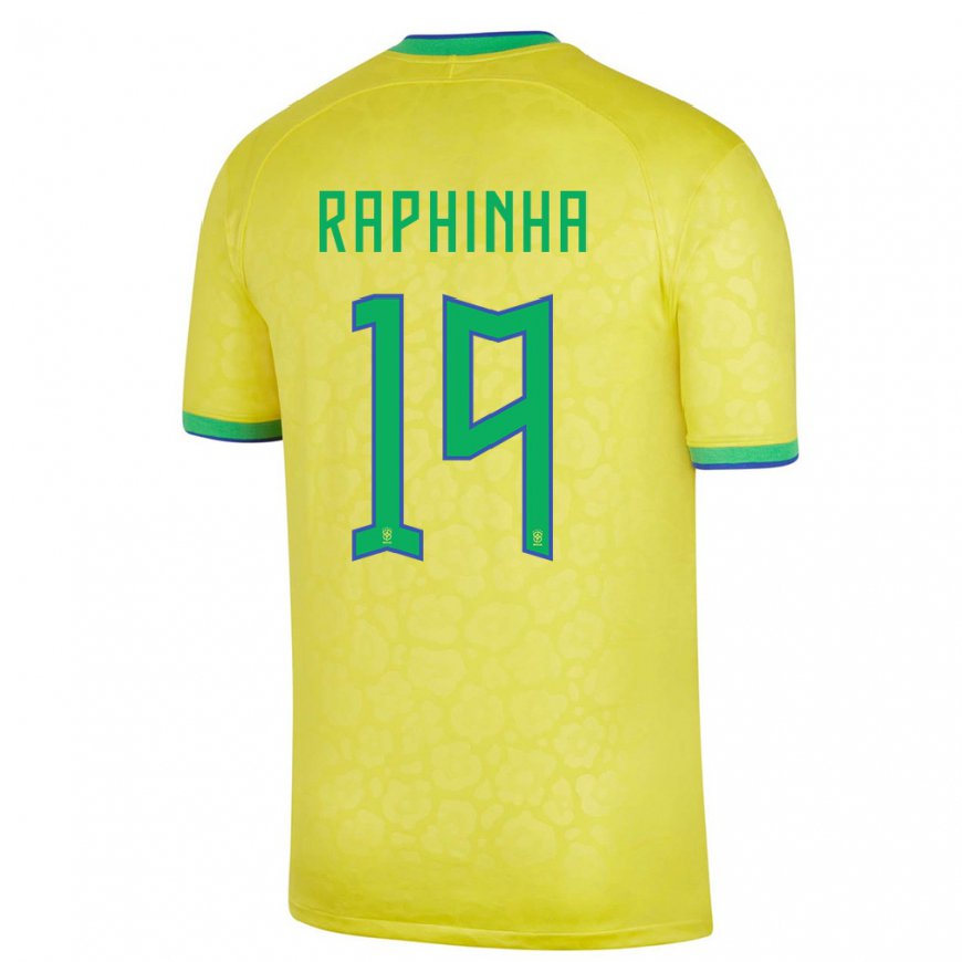 Kandiny Femme Maillot Brésil Raphinha #19 Jaune Tenues Domicile 22-24 T-shirt
