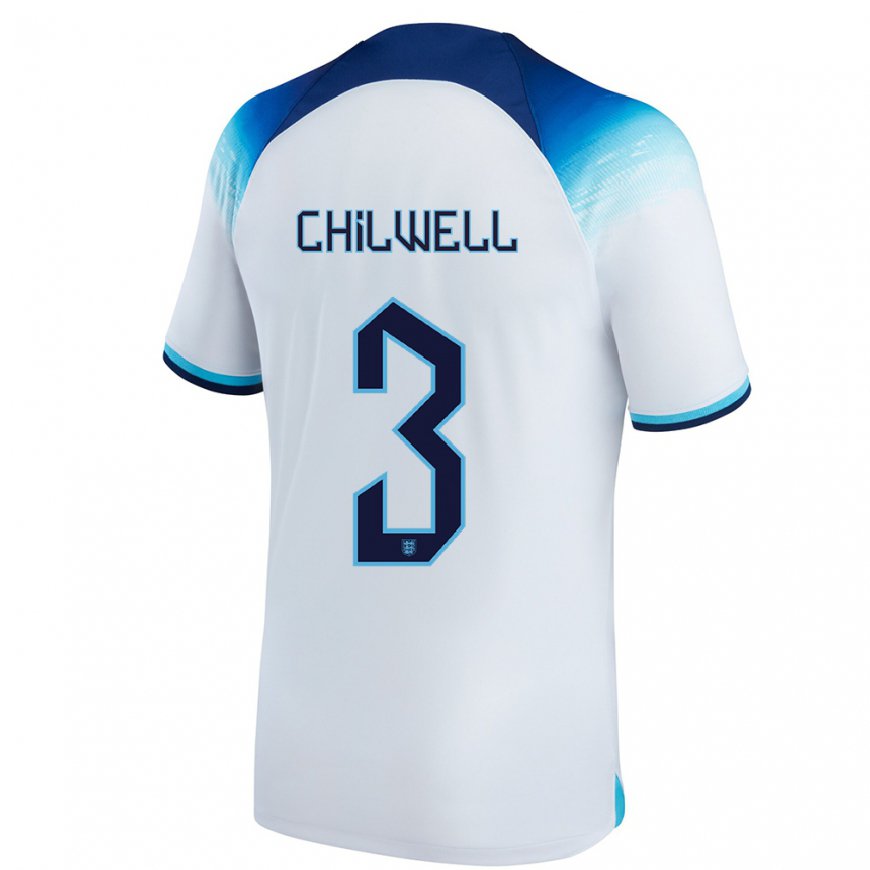 Kandiny Femme Maillot Angleterre Ben Chilwell #3 Blanc Bleu Tenues Domicile 22-24 T-shirt