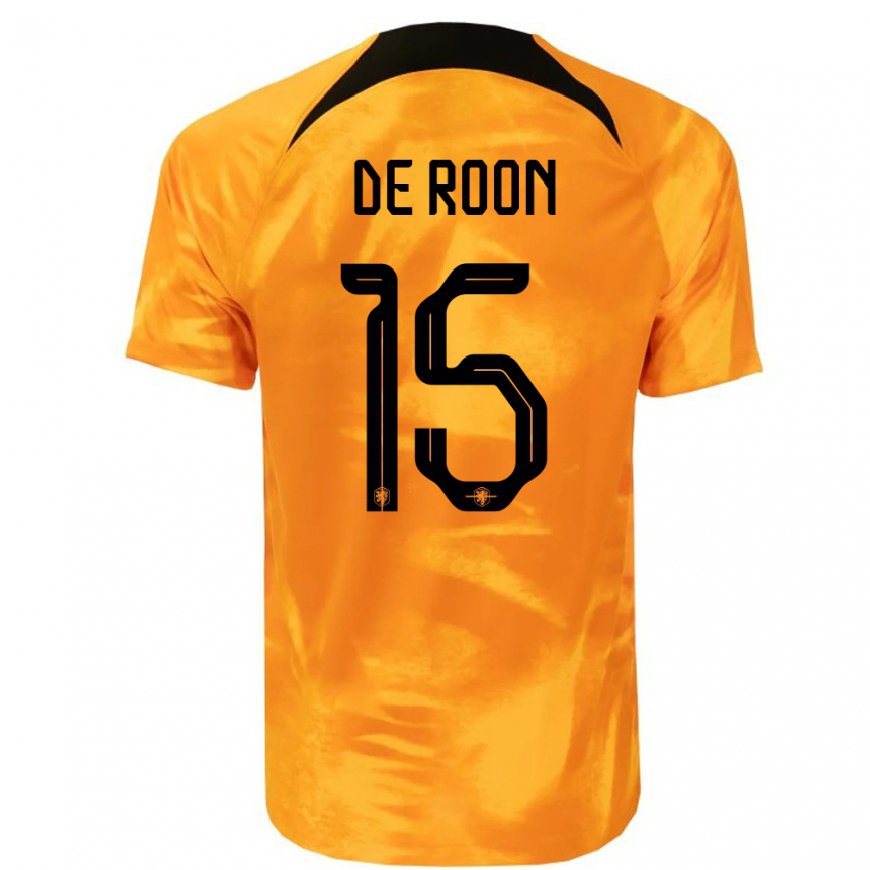 Kandiny Femme Maillot Pays-bas Marten De Roon #15 Orange Laser Tenues Domicile 22-24 T-shirt