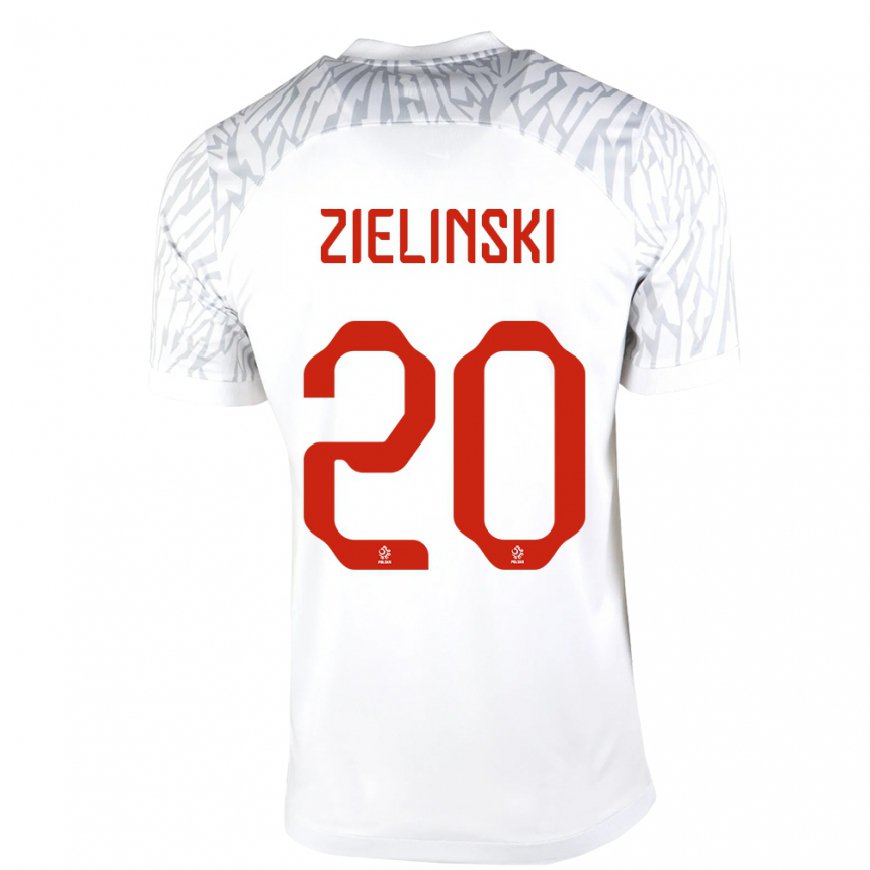 Kandiny Femme Maillot Pologne Piotr Zielinski #20 Blanc Tenues Domicile 22-24 T-shirt