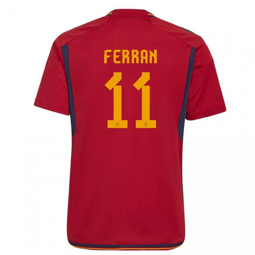 Kandiny Femme Maillot Espagne Ferran Torres #11 Rouge Tenues Domicile 22-24 T-shirt