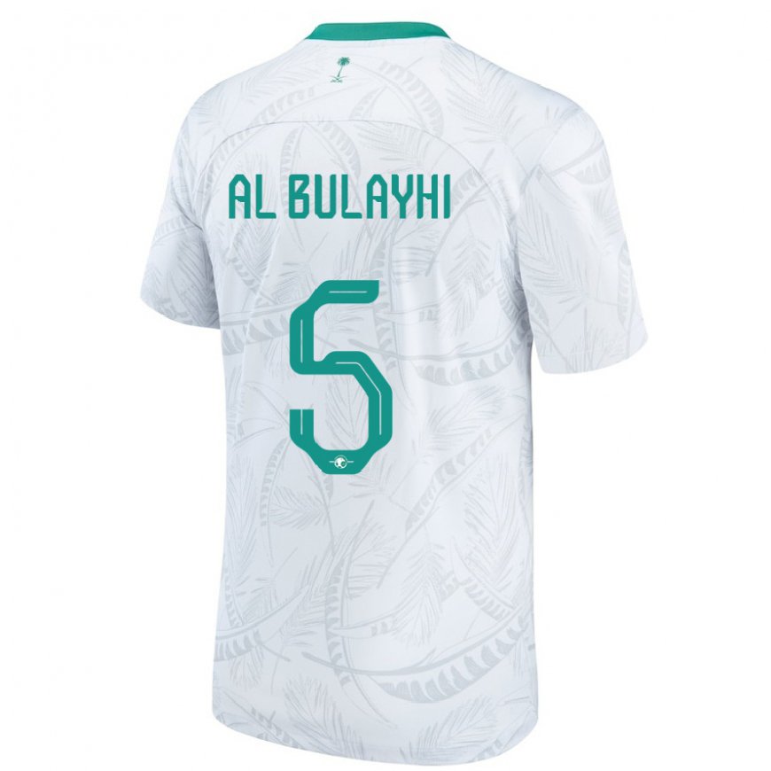 Kandiny Femme Maillot Arabie Saoudite Ali Al Bulayhi #5 Blanc Tenues Domicile 22-24 T-shirt