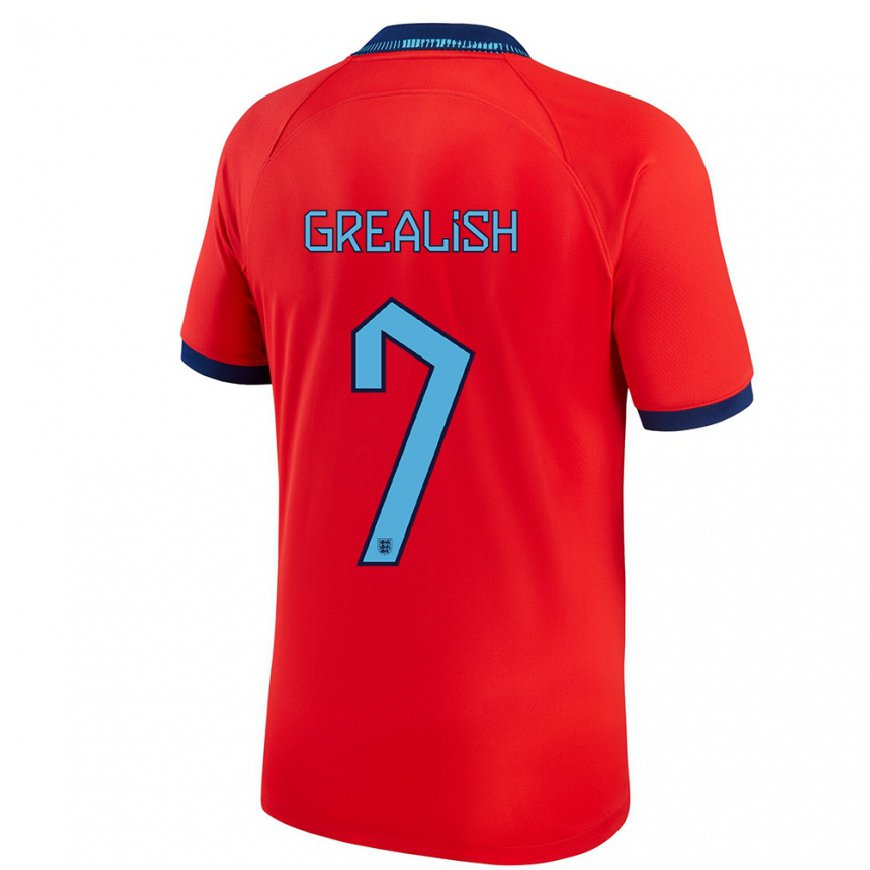 Kandiny Femme Maillot Angleterre Jack Grealish #7 Rouge Tenues Extérieur 22-24 T-shirt