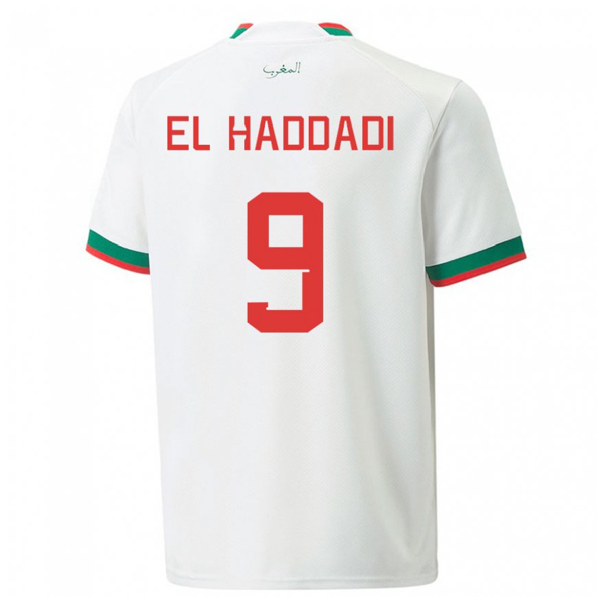 Kandiny Femme Maillot Maroc Munir El Haddadi #9 Blanc Tenues Extérieur 22-24 T-shirt
