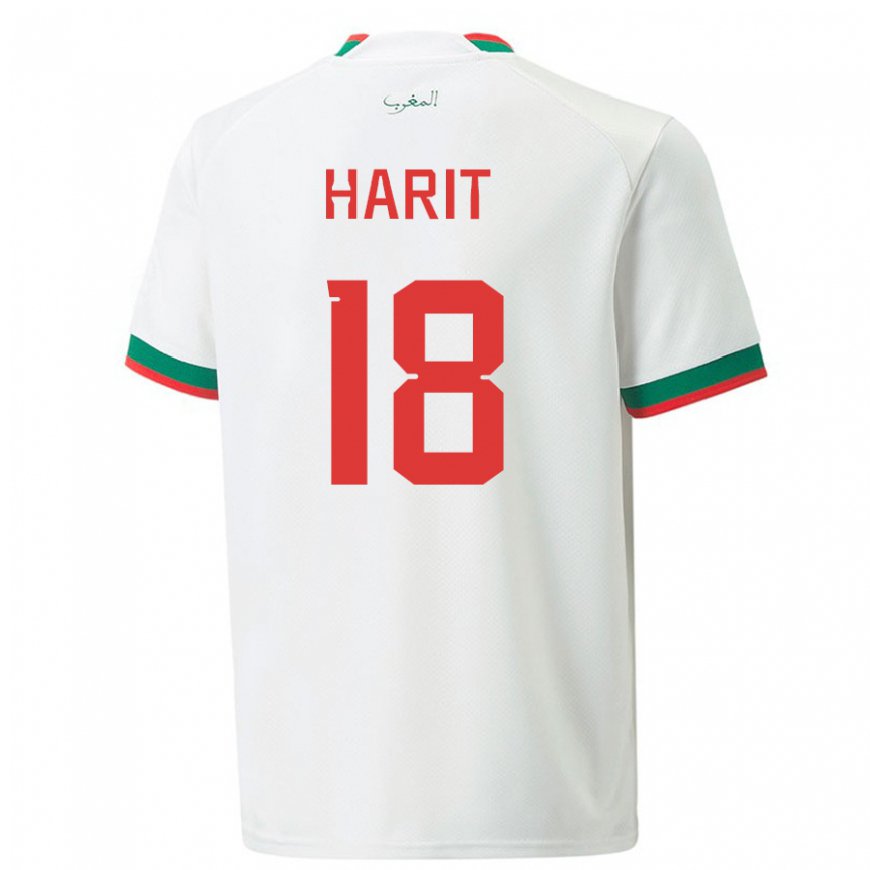 Kandiny Femme Maillot Maroc Amine Harit #18 Blanc Tenues Extérieur 22-24 T-shirt