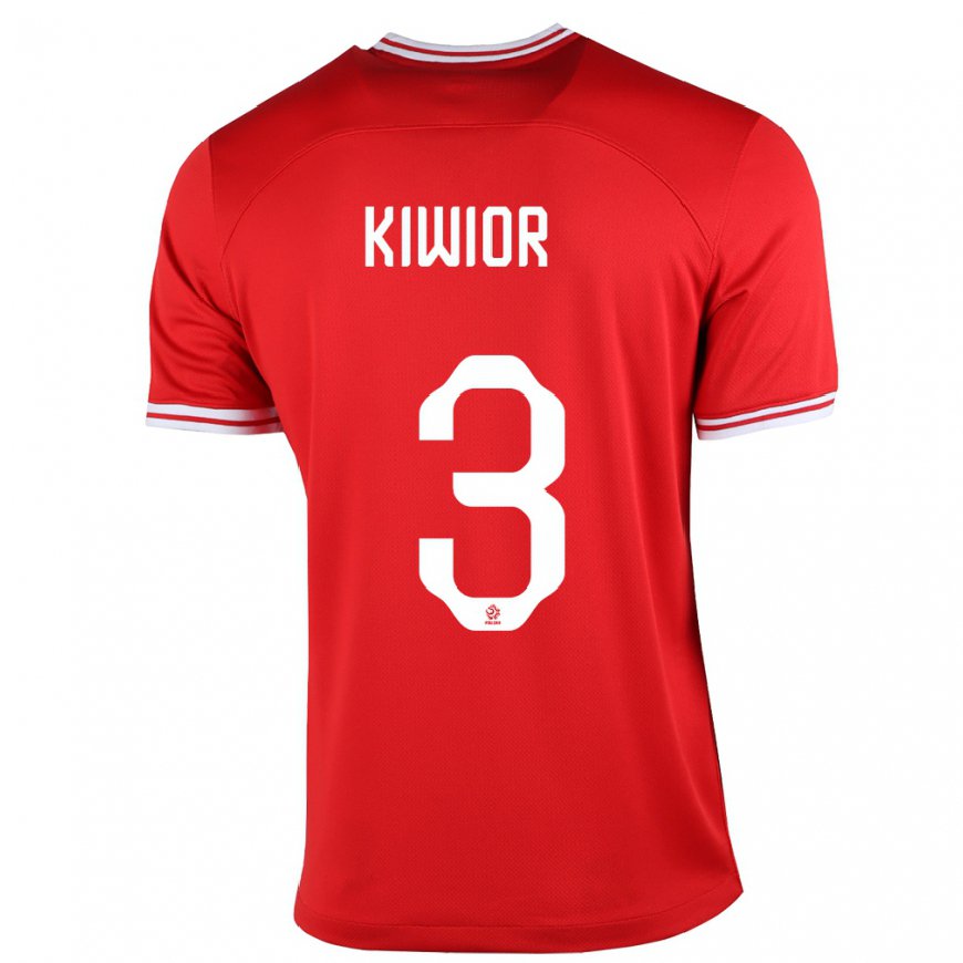 Kandiny Femme Maillot Pologne Jakub Kiwior #3 Rouge Tenues Extérieur 22-24 T-shirt