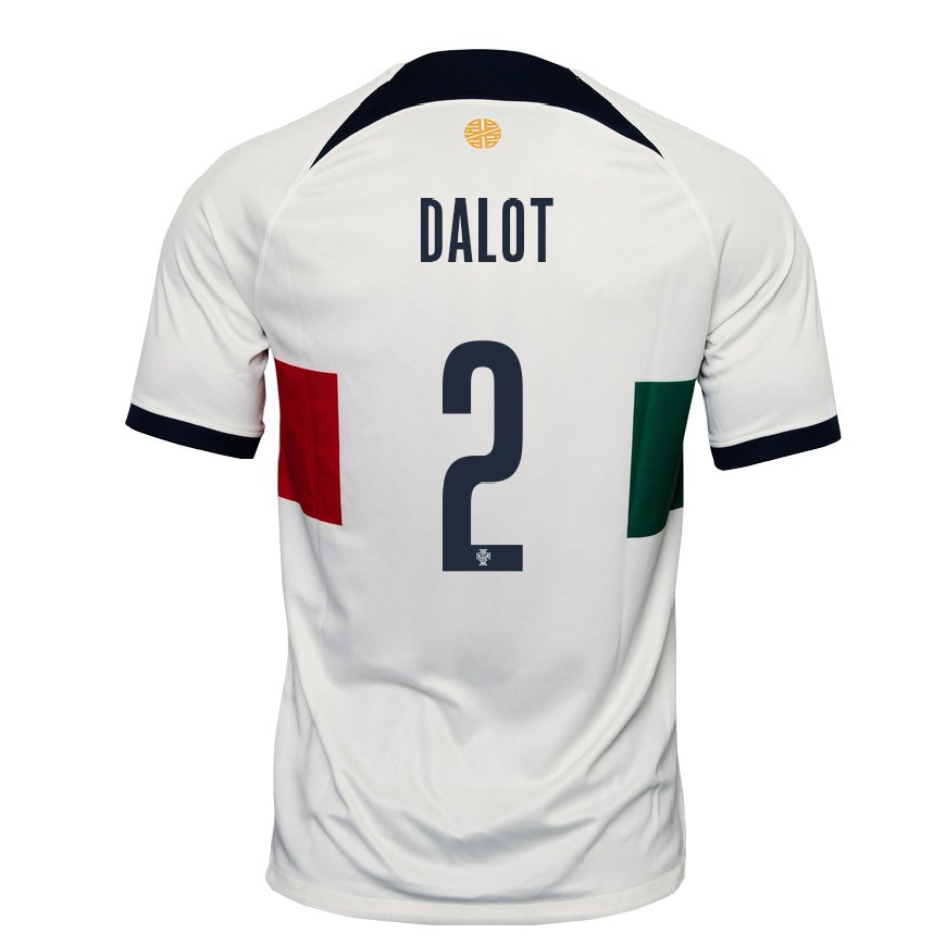 Kandiny Femme Maillot Portugal Diogo Dalot #2 Blanc Tenues Extérieur 22-24 T-shirt