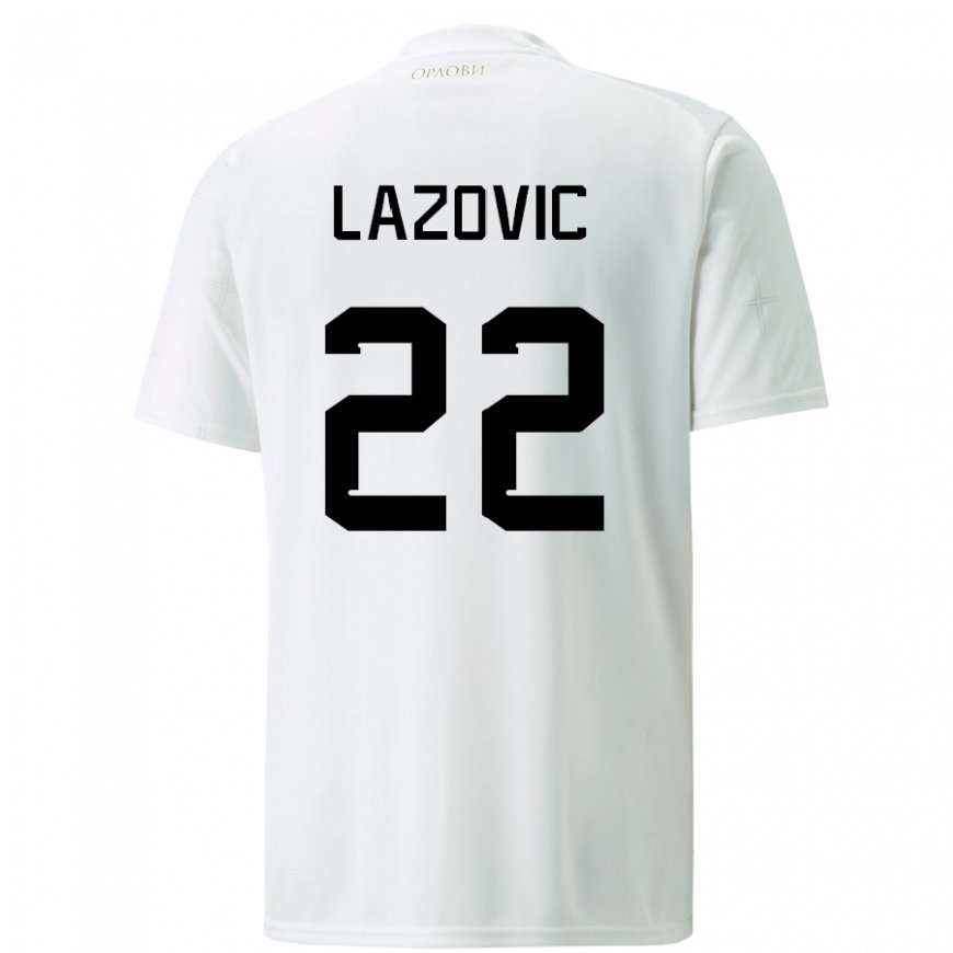 Kandiny Femme Maillot Serbie Darko Lazovic #22 Blanc Tenues Extérieur 22-24 T-shirt