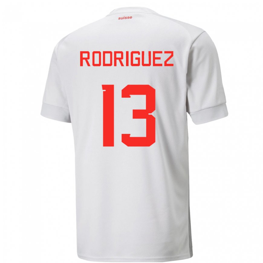 Kandiny Femme Maillot Suisse Ricardo Rodriguez #13 Blanc Tenues Extérieur 22-24 T-shirt