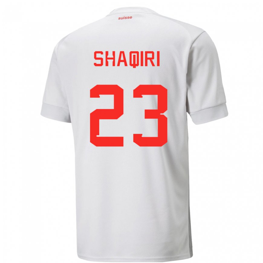 Kandiny Femme Maillot Suisse Xherdan Shaqiri #23 Blanc Tenues Extérieur 22-24 T-shirt