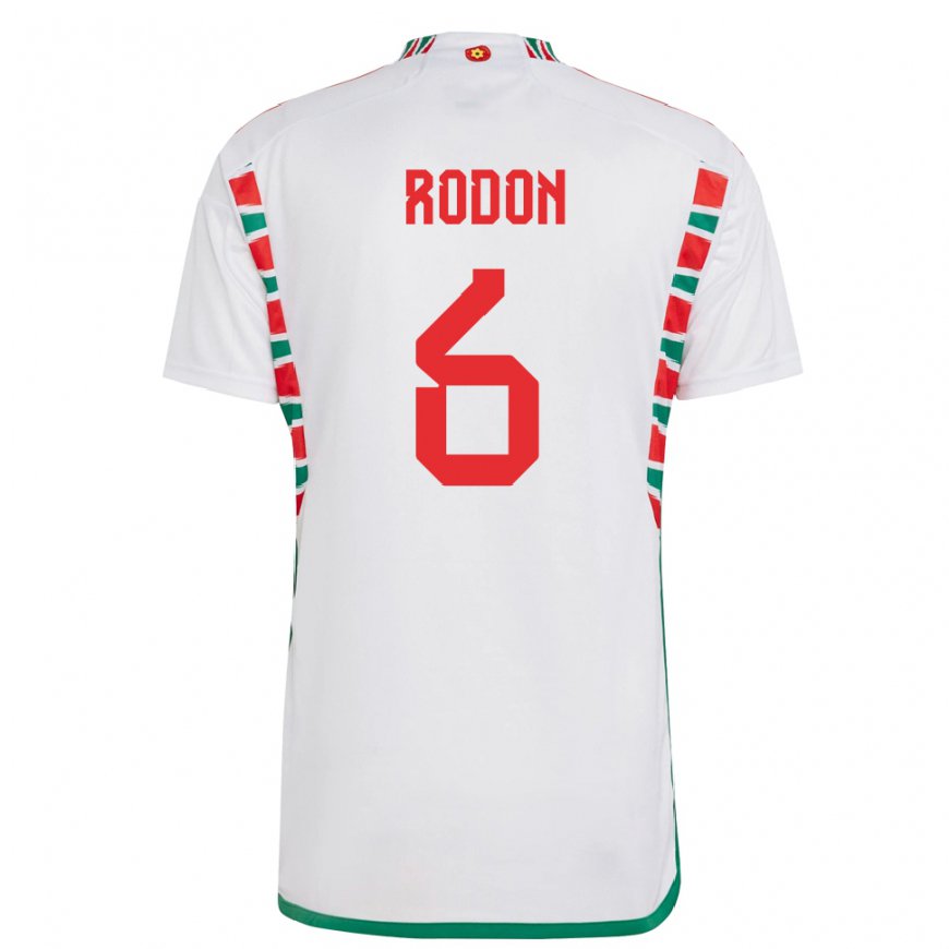 Kandiny Femme Maillot Pays De Galles Joe Rodon #6 Blanc Tenues Extérieur 22-24 T-shirt
