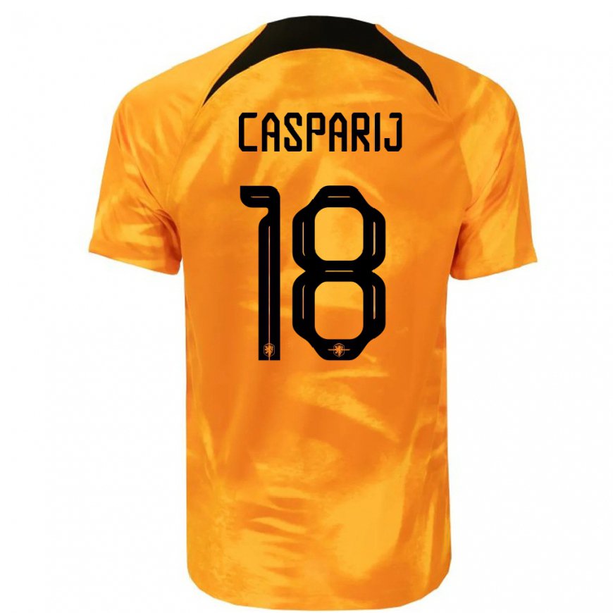 Kandiny Enfant Maillot Pays-bas Kerstin Casparij #18 Orange Laser Tenues Domicile 22-24 T-shirt