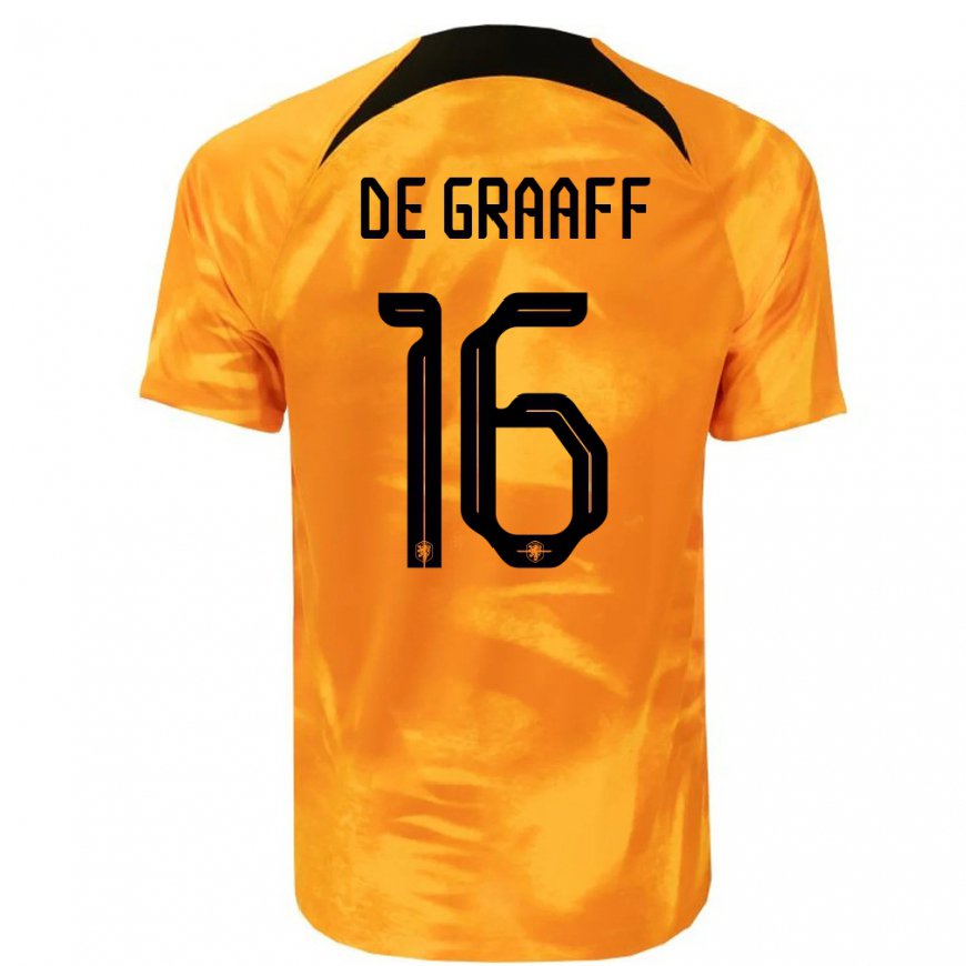 Kandiny Enfant Maillot Pays-bas Tom De Graaff #16 Orange Laser Tenues Domicile 22-24 T-shirt