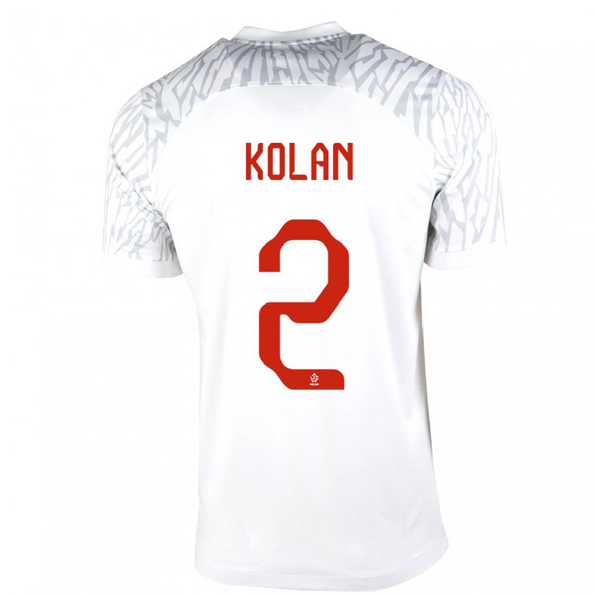 Kandiny Enfant Maillot Pologne Jakub Kolan #2 Blanc Tenues Domicile 22-24 T-shirt